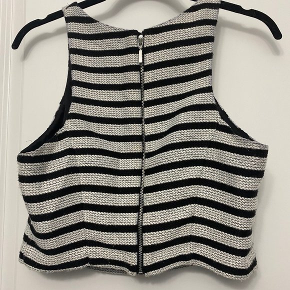 Express Striped High Neck Tweed Cropped Tank Top - Picture 2 of 4